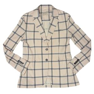 Circolo 1901 Women's Blazer Cotton Dinner Jacket Check Plaid Blue White Size 44